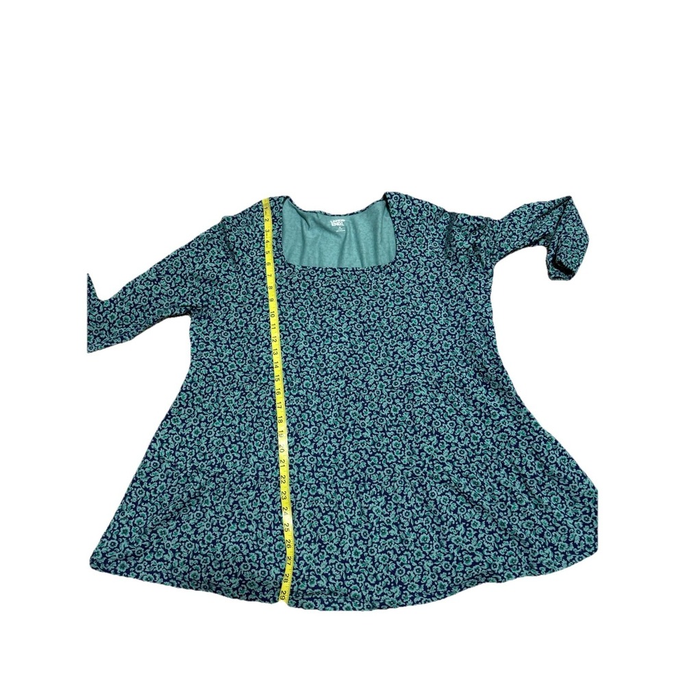 Lands End Peplum Top Womens Size 1X Teal Navy Floral Square Neck Cottagecore NEW - Picture 12 of 13